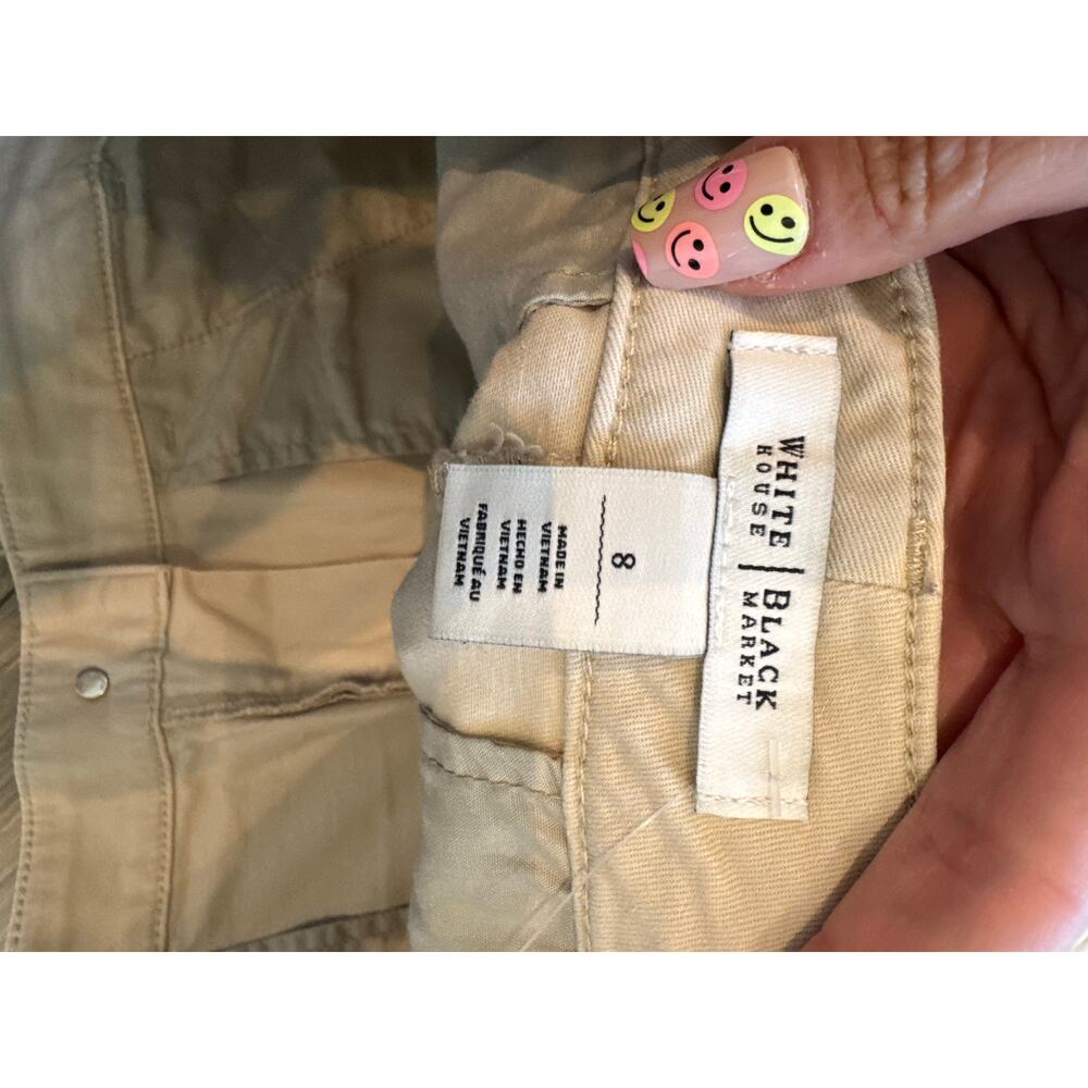 White House Black Market Khaki Shorts Size 8 Mid Rise Stretch Chino - Picture 4 of 6